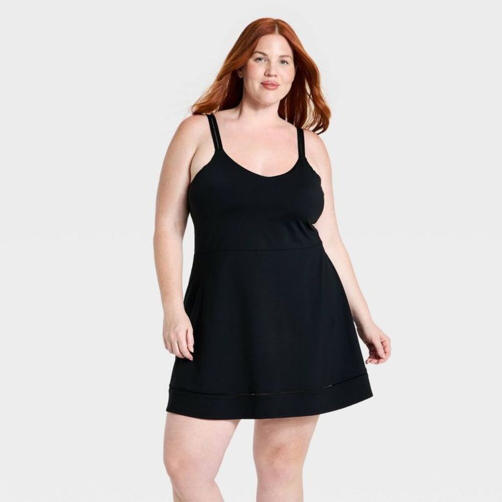 Women's Athletic Ladder Trim Dress - Black 2X